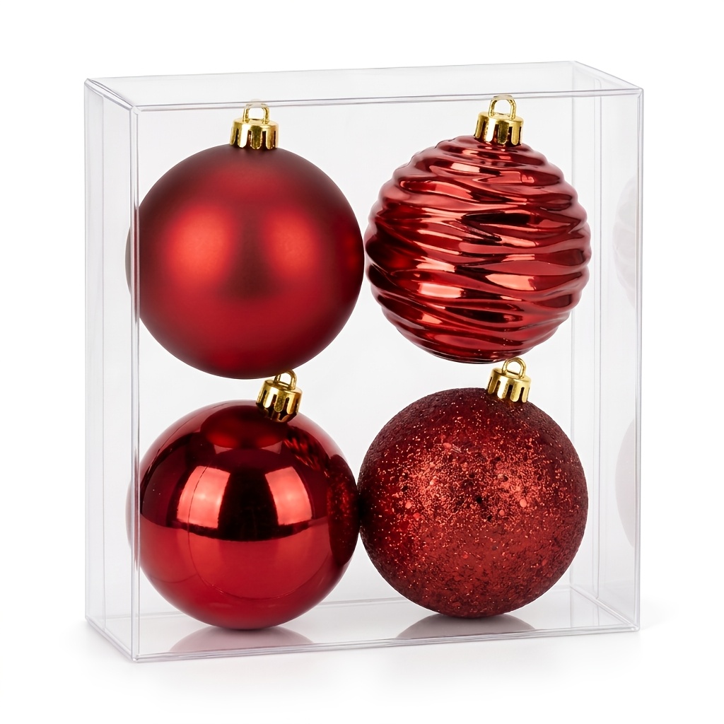 TEMU 4pcs Shatterproof Transparent Plastic Ball Decoration Ornament, 8cm/3.15inch Christmas Tree Hanging Ornament Christmas Ball Set Christmas Tree