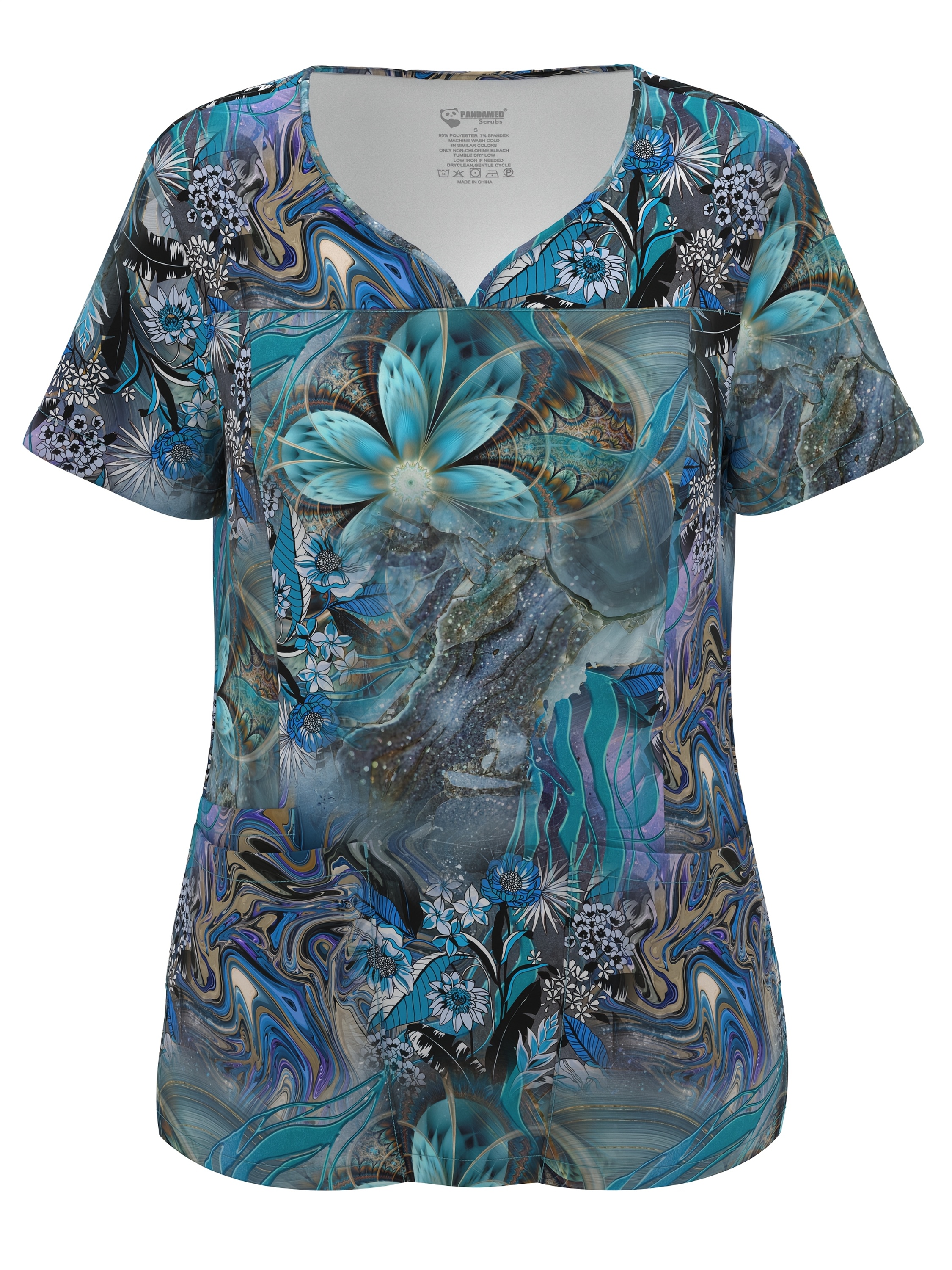 Stretch V-Neck Nursing Scrubs Top Moisture-Wicking & Odor-Control Durable Uniform for Hospitals & Clinics.