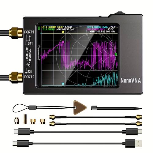 h vector network antenna analyzer featuring a 2 8 inch display operating from 10khz to 1 5ghz mf hf vhf and uhf bands with an sd card slot for digital testing