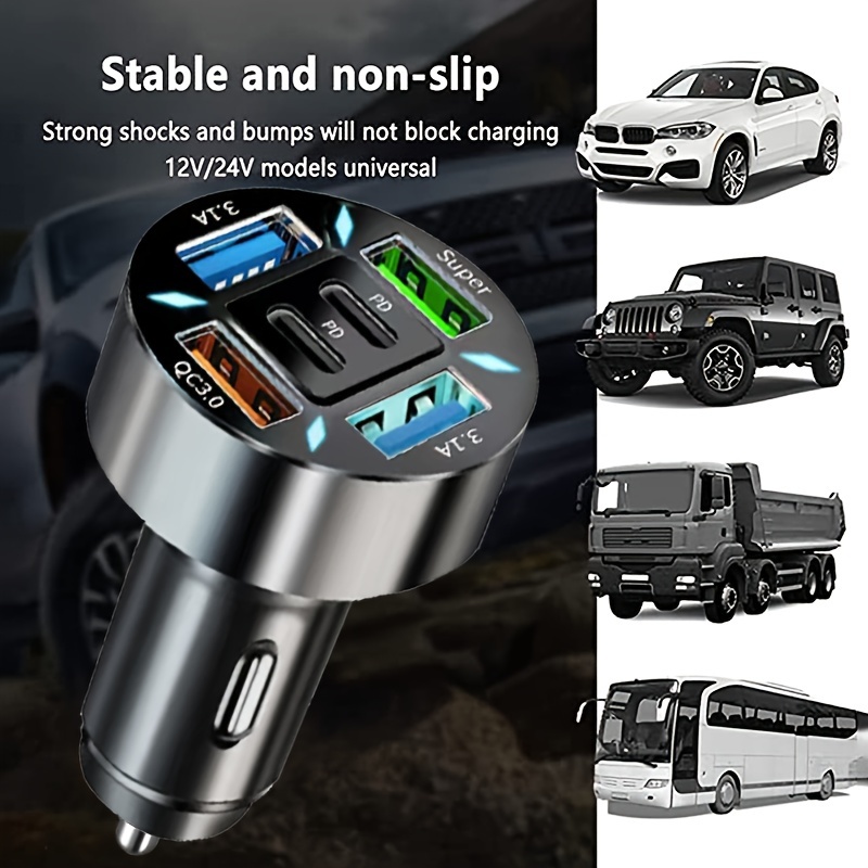 2pd 4usb car charger fast charging pd qc3 Temu
