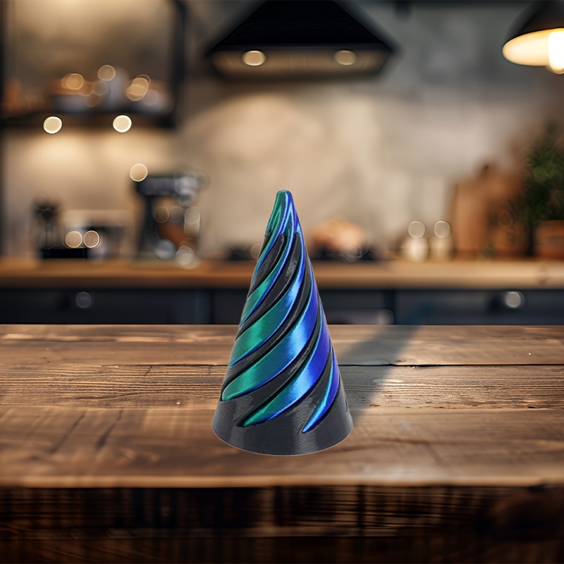 3D Printed Dual-Push Spiral Cone Desktop Ornament, Halloween Christmas Thanksgiving Holiday Gift