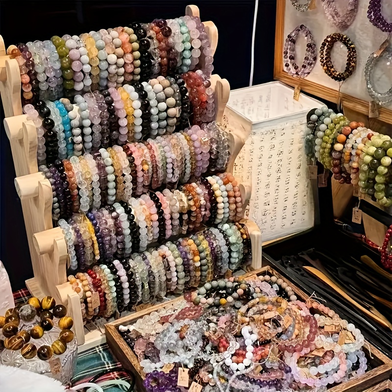 TEMU 30pcs Bohemian Handmade Glass Bead Bracelet Set For Women, Cracked Bead Bracelet Series, Suitable For Vacations And Daily Parties Occasion, Random Gifts For