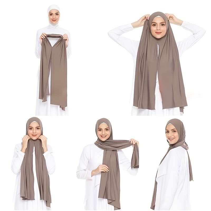 

Elegant Light Gray Instant - Stylish & Long Sporty Headscarf, Casual Polyester Shawl With Lace Trim, Windproof & Sun-protective, Machine Washable For Casual Attire, Scarf