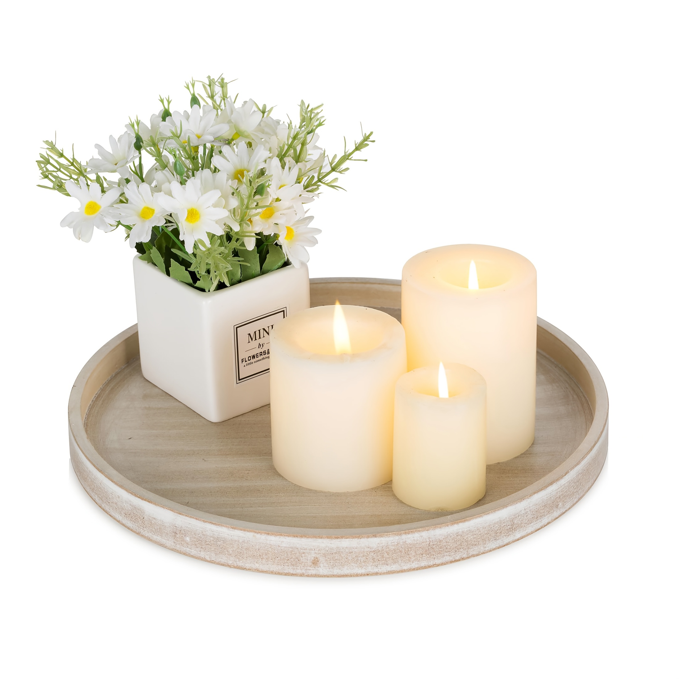 Image of Candle Plate Holder Tray Round Plate Decorative Centerpiece Small Tealight Pillar Trays For Living Room Dining Coffee Table Home Decor