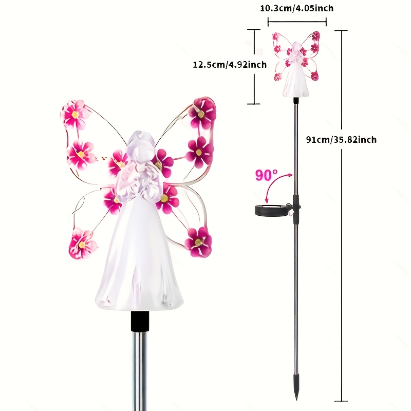 1pc Angel Solar Stake Light Led Light, Suitable For Decorating Gardens, Courtyards, Lawns And Graves.