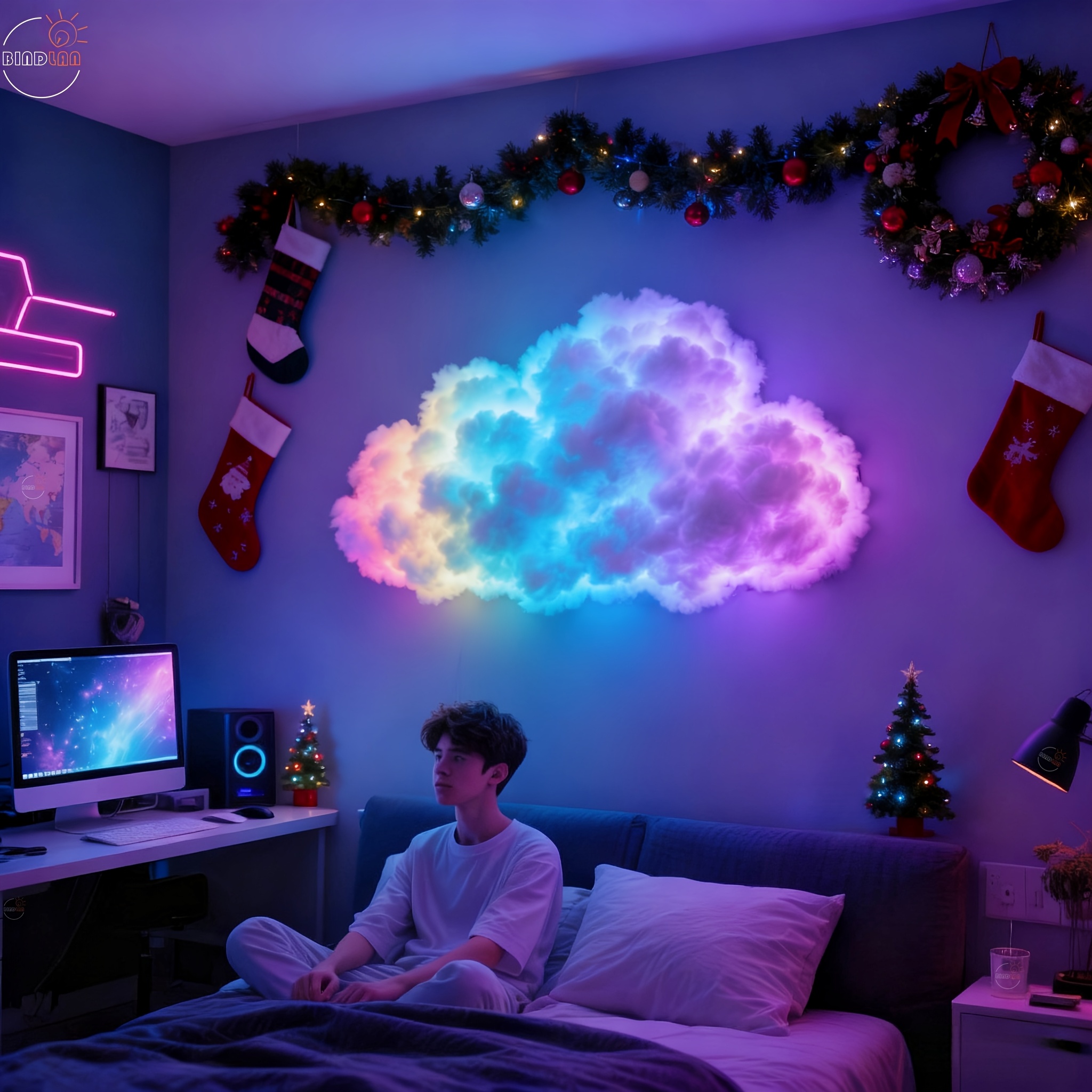 Bandă LED 3D Nor de Fulger RGB Smart 236,22 cm, Lampă DIY Modelabilă cu Conector USB pentru Instalare Ușoară - Perfectă Pentru Dormitor Cameră Gaming Bar DJ Petrecere Iluminat Ambient Decorativ. Sincronizarea Muzicii Creativă Vacanță Clipire Dinamic Schimbând Culoarea Perete și Tavan Noapte în Opțiuni 129,03 cm, 236,73 cm, 278,38 cm, Bandă de înaltă calitate