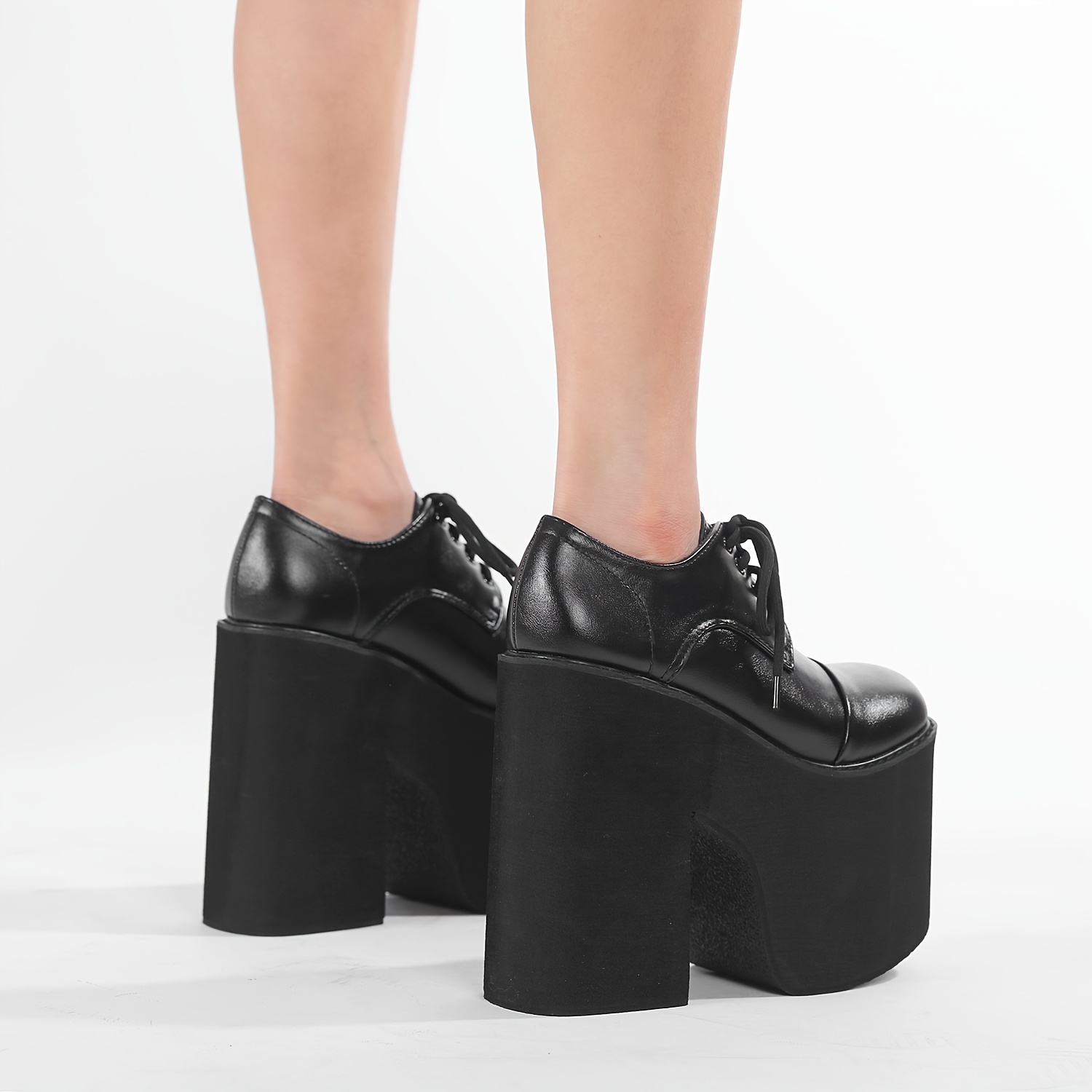 round toe deep mouth platform thick sole lace - Temu
