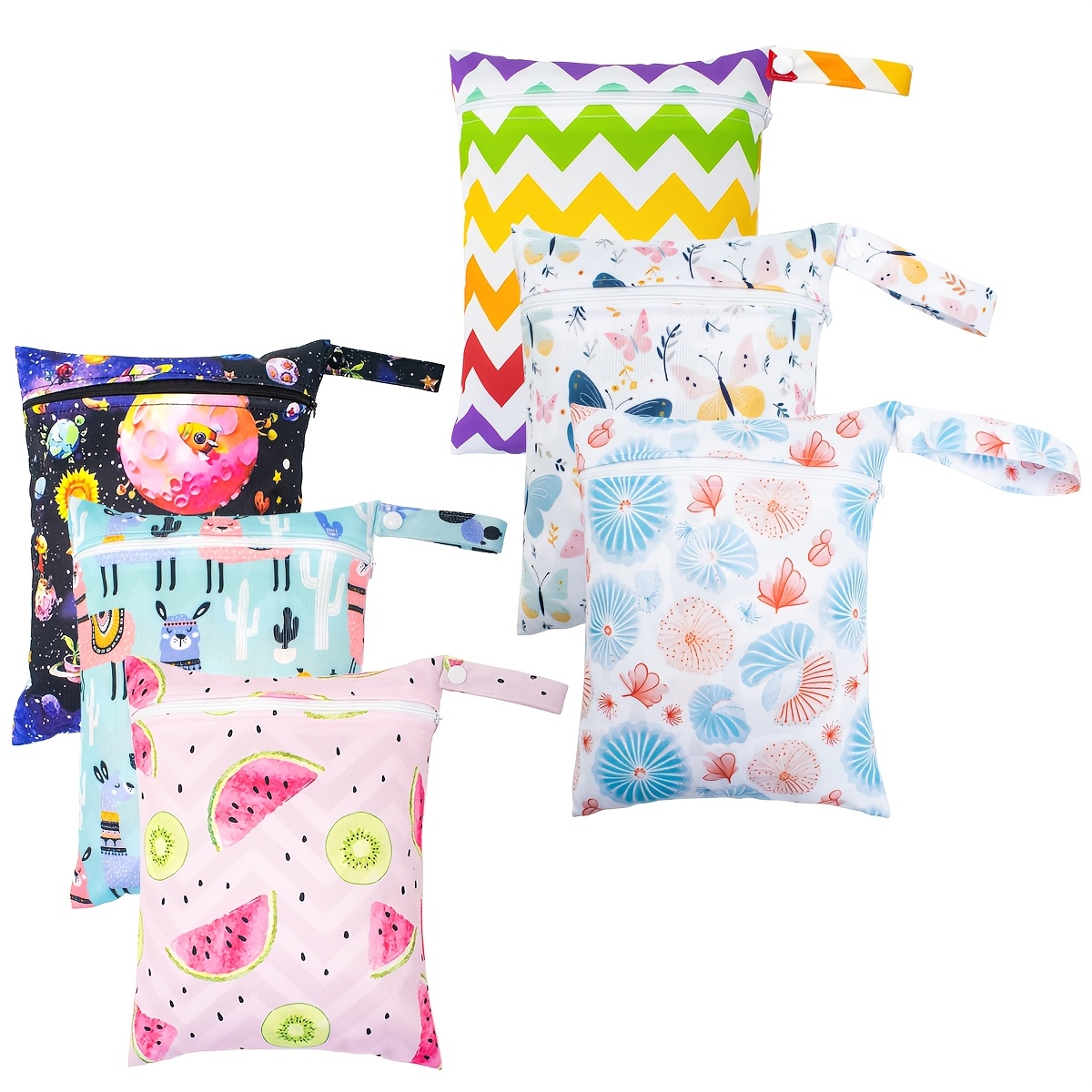 Image of 6pcs Baby Bag Reusable, Washable, Sealed, Nappy Bag With Handles For Travel, Beach, Swimwear, Nappies, Soiled Sportswear And Toiletries (9.84in X 7.87in), Laundry Bags
