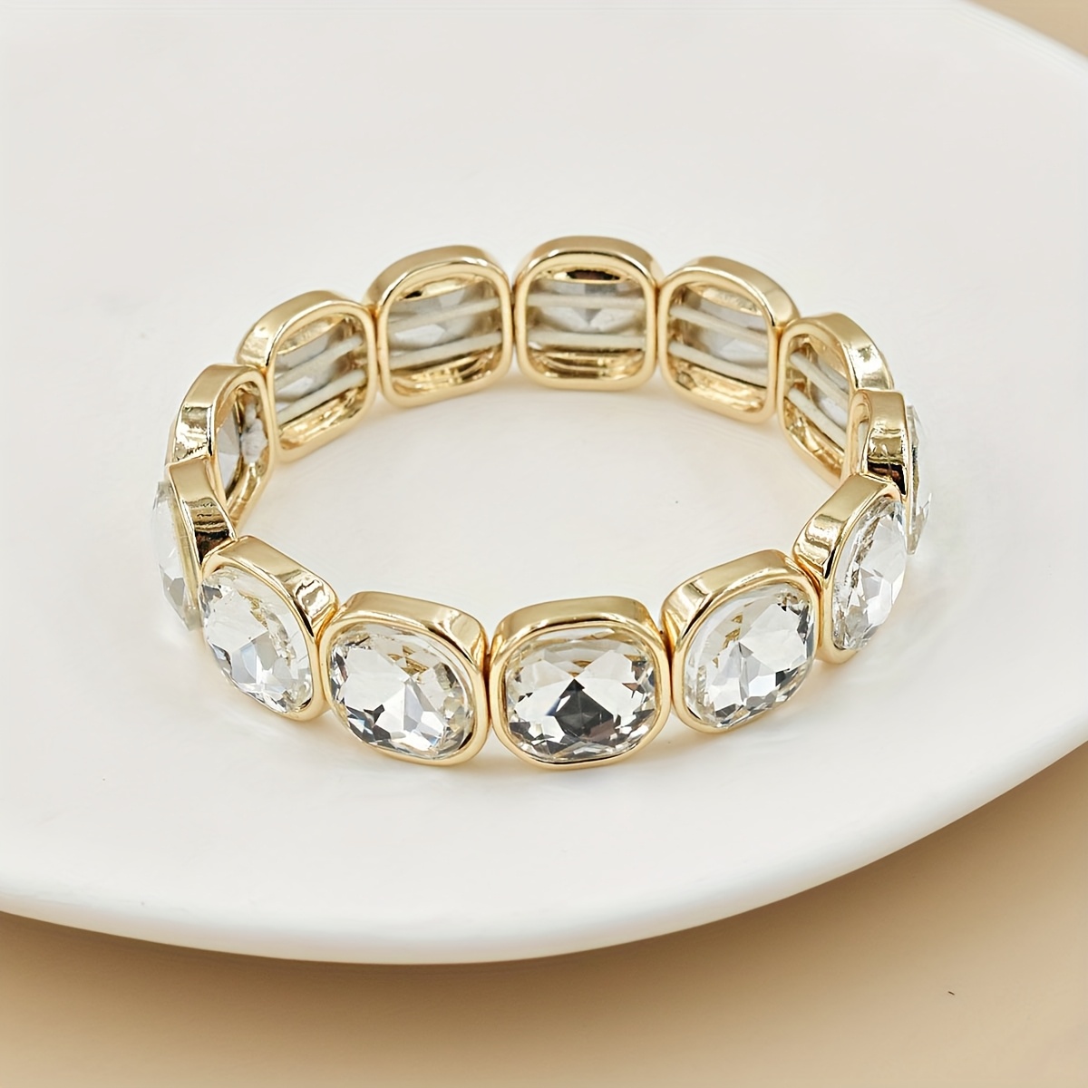 Fashionable And Versatile Bracelet For Women, Colorful Glass Temperament Bracelet, Fashion Gemstone Elastic Bracelet