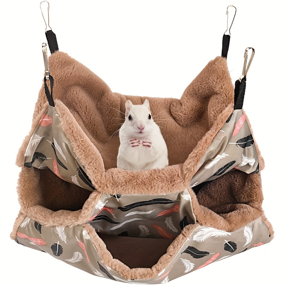 

Triple-layer Hamster Hammock - Soft Cotton Hanging Bed With Stain-resistant Features, Plush Cotton Fill - Ideal For Pet Rats, Parrots, Ferrets, Squirrels - Cage Play & Sleep Accessory