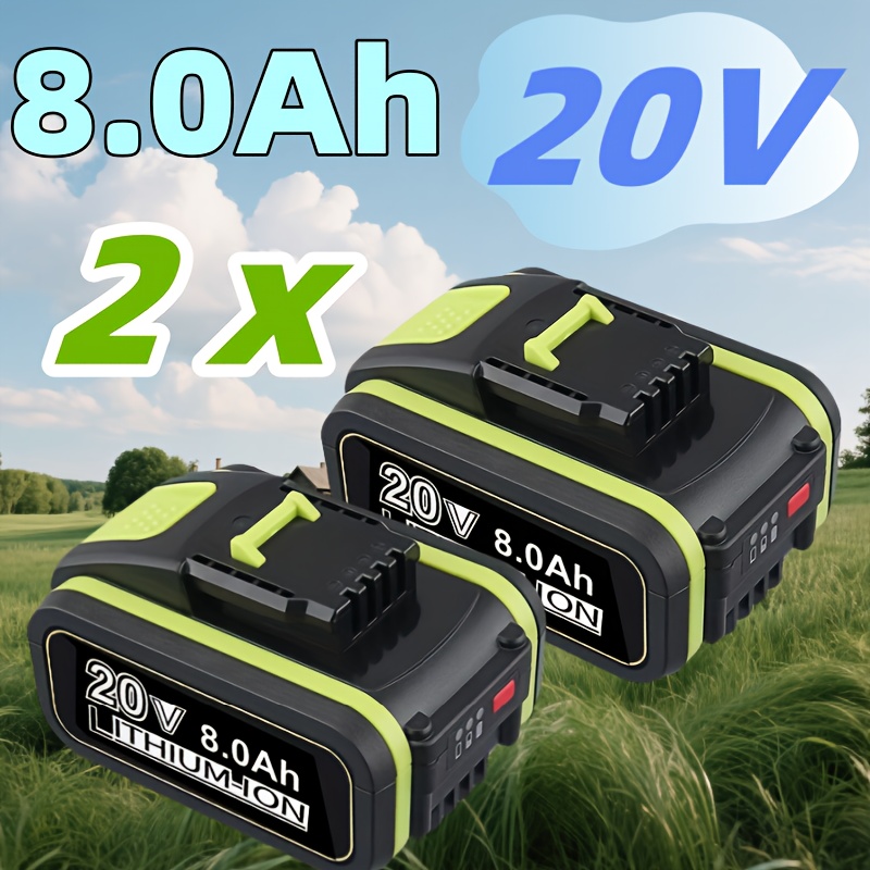 Image of 2pack Wa3553 Wa3014 20v 8.0ah Battery Replacement For 20v Lithium Battery Wa3551 Wa3556 Wa3570 Wa3572 Wa3641, Compatible With Cordless Tools