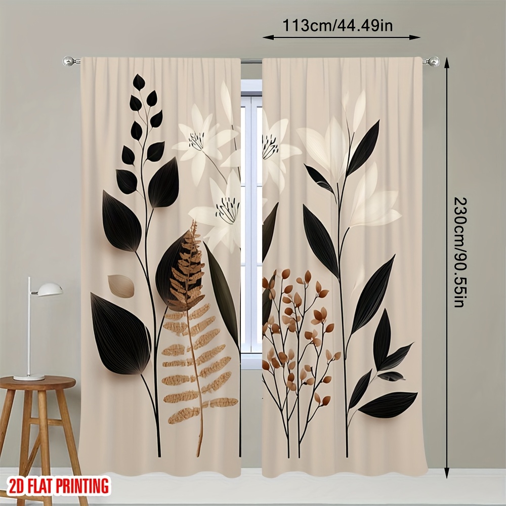 TEMU 2pcs Rideaux d'impression plate 2D Art Impression numérique Polyester Rideaux Fête d'anniversaire Utilisation pour Rideaux pour fenêtre de