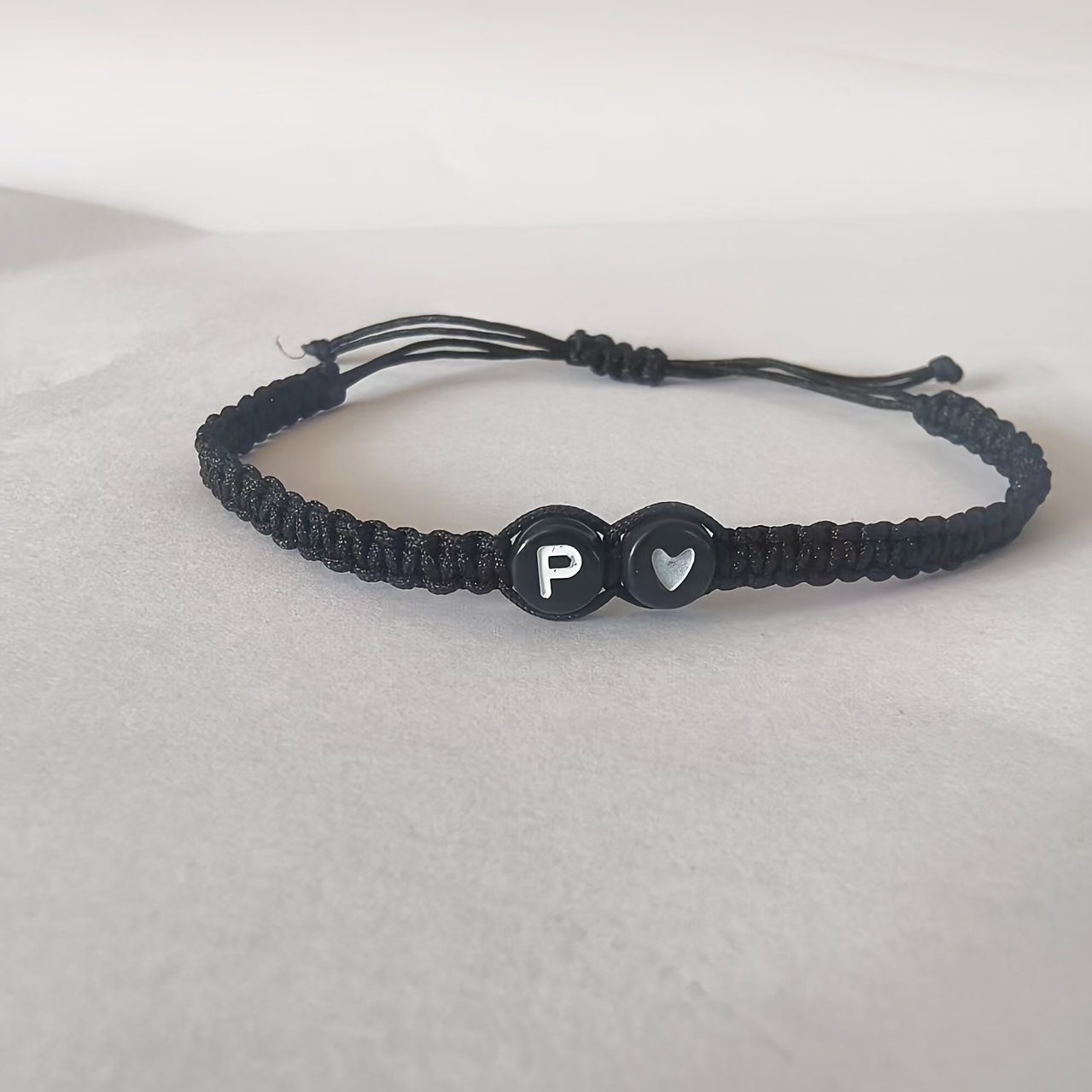 Stylish Adjustable Black and White Heart Couple's Letter Bracelet