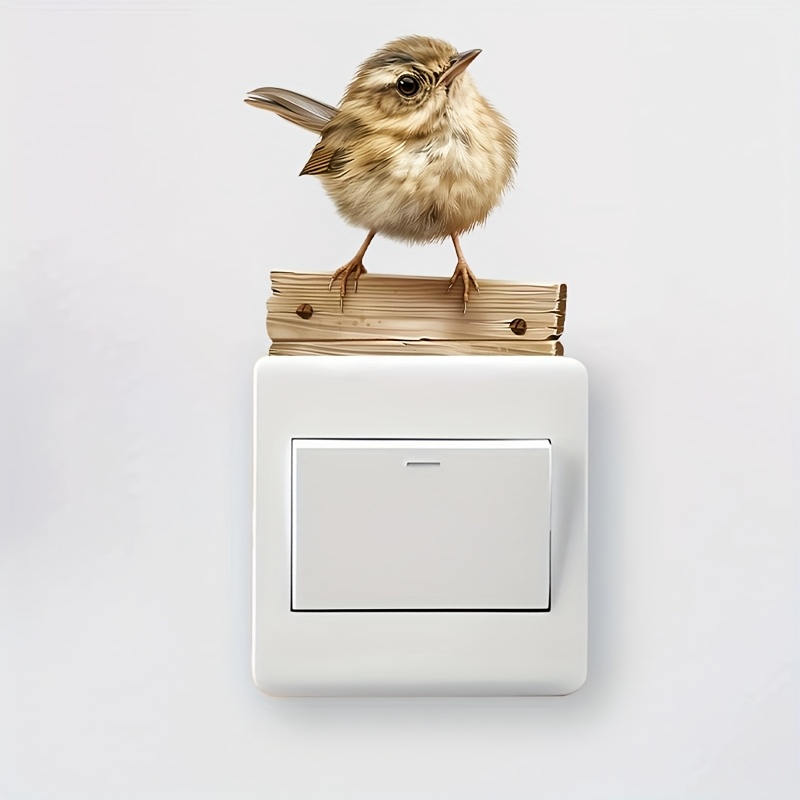 Image of 1pc Cute Standing Bird Wall Landscaping Decoration Switch Wall Stickers, Cabinets, Doors And Windows Background Decoration Decals