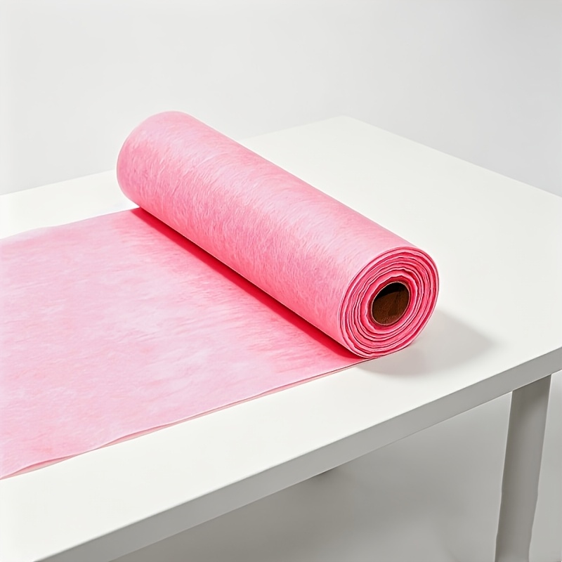 TEMU Rouleau de chemin de table jetable rose non tissé de 5 mètres de long, chemin de table de couleur unie, tissu de nappe léger et respirant,