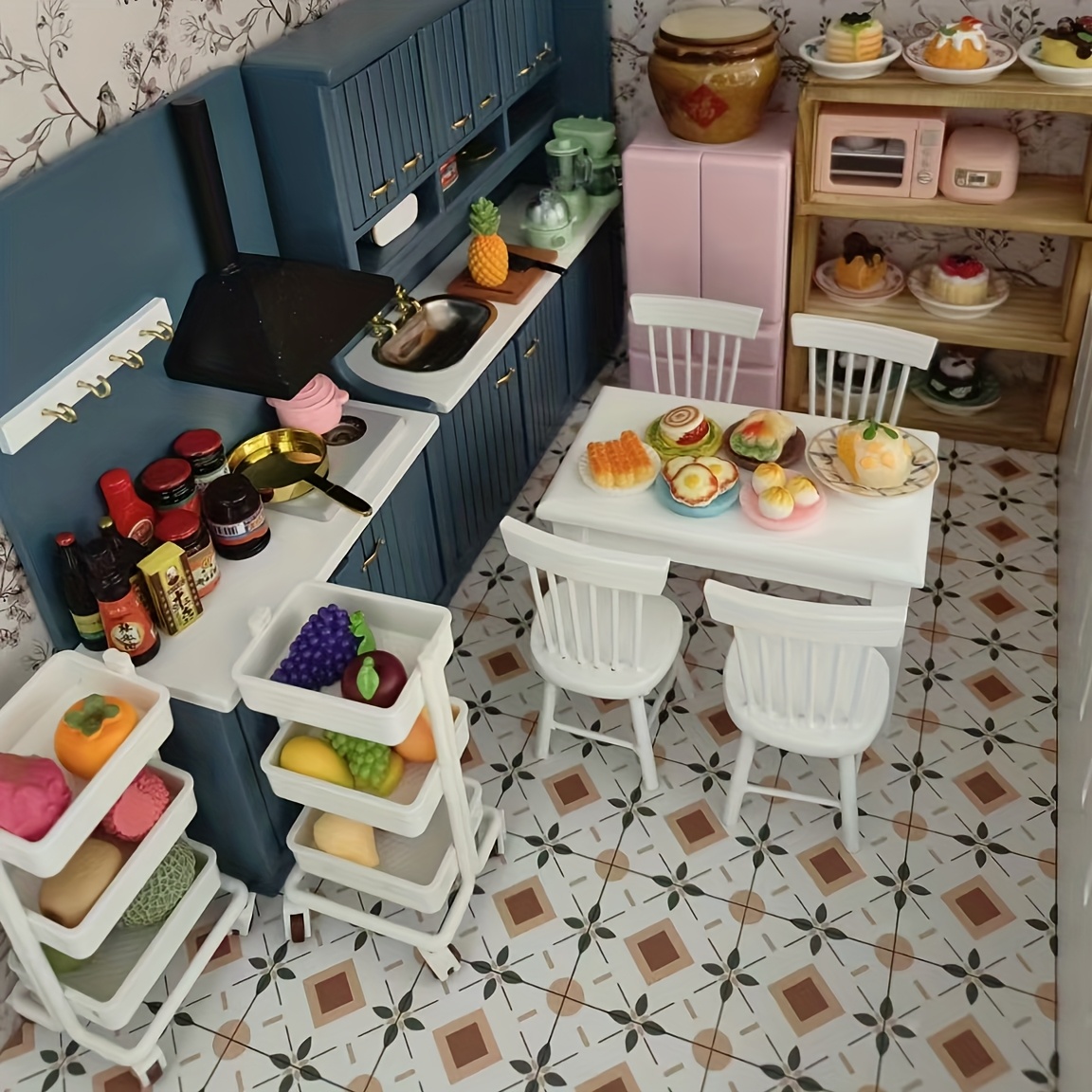 Miniature de maison de poupée, canapé en osier, motif à carreaux, échelle 1 : 12, WC/09 21