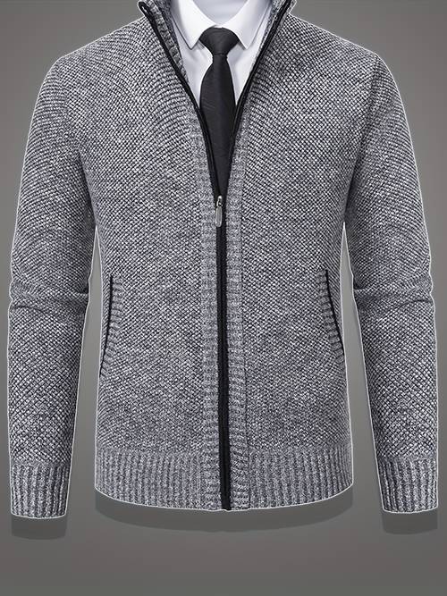 1pc mens casual knitted cardigan jacket for autumn and winter zipper closure casual jacket versatile shirt t shirt suitable for occasions easy and fashionable style 1 jacket