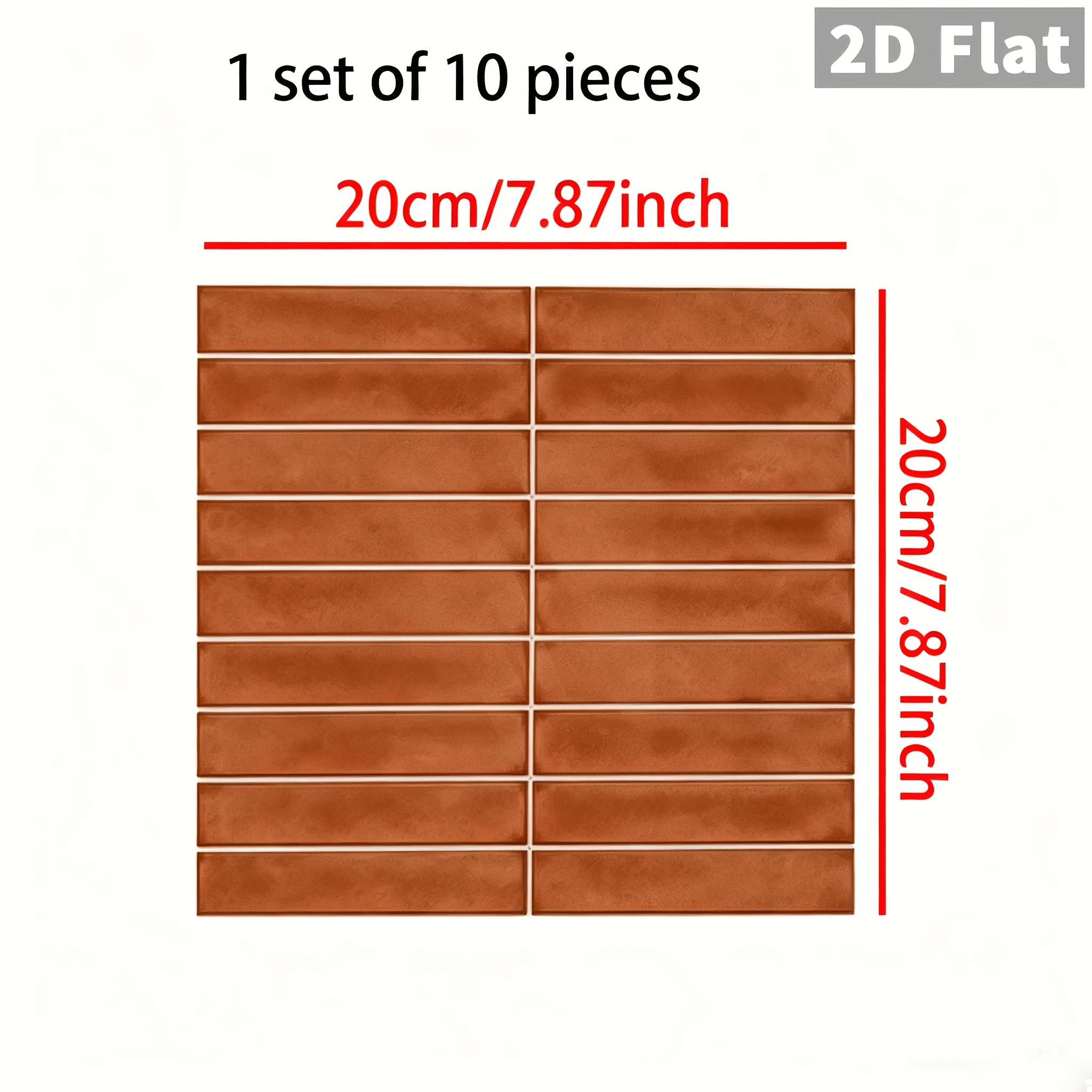 TEMU 10-Pack PVC Zelfklevende Muurstickers (7.87 X 7.87 Inches) - Nordic Delicate Easy Orange Zelfklevende Tegelstickers voor het Ophangen van
