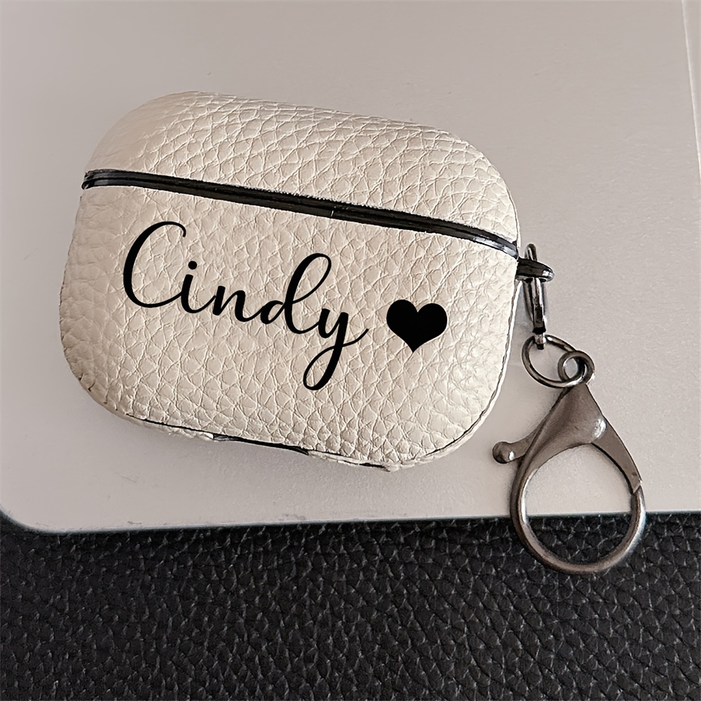 TEMU [customized]personalized Custom Name Letters Customize Earphone Case For Airpods 1 2 Airpods 3 Airpods 4 Airpods Pro 2 Airpods Pro Luxury Lychee