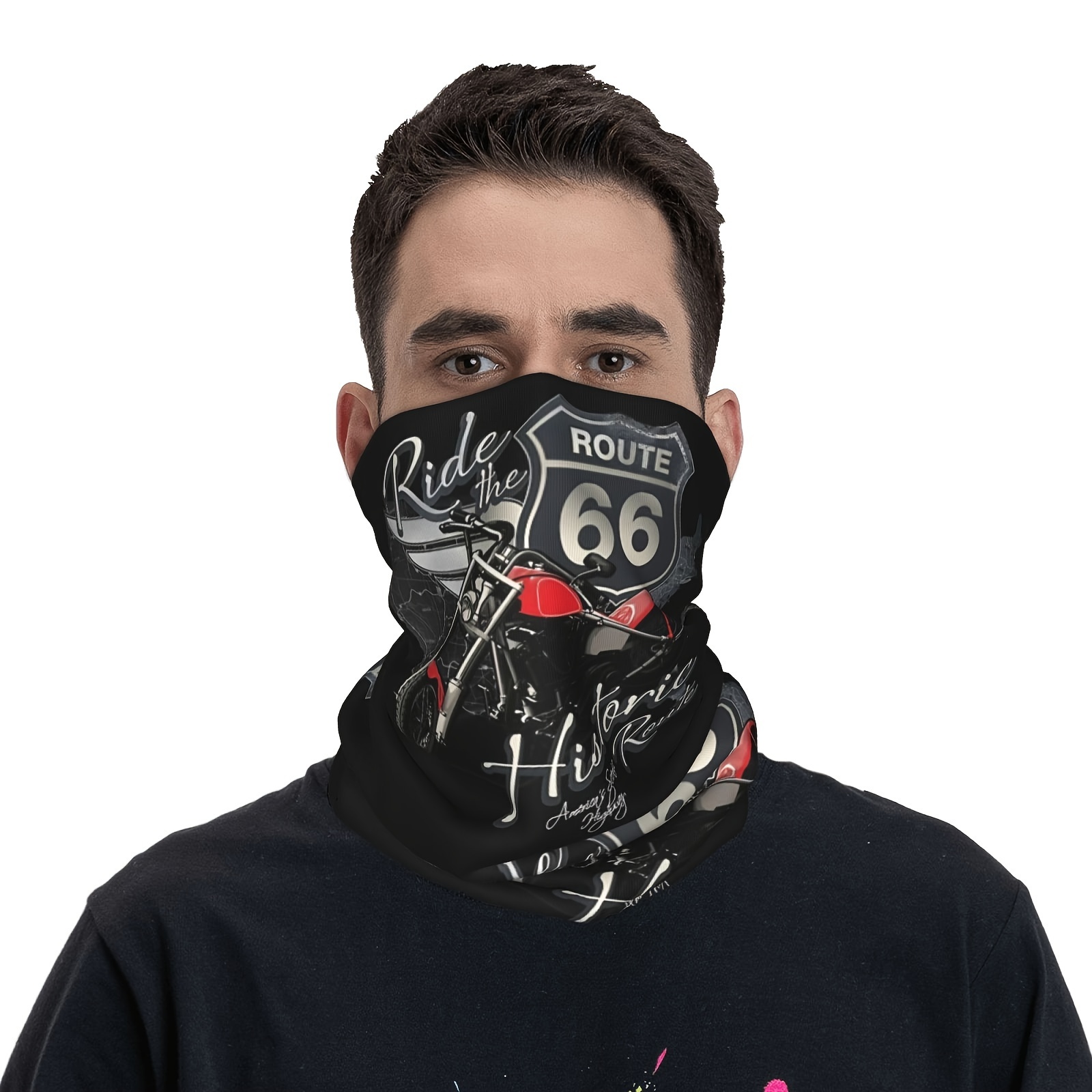 

1pc Motorcycle Ride The Historic , Unisex Climbing Hiking Bandana Sport Headwear Balaclava Neck Gaiter, Motorcycle Cycling Headband Mask Tube Cover Face Scarf