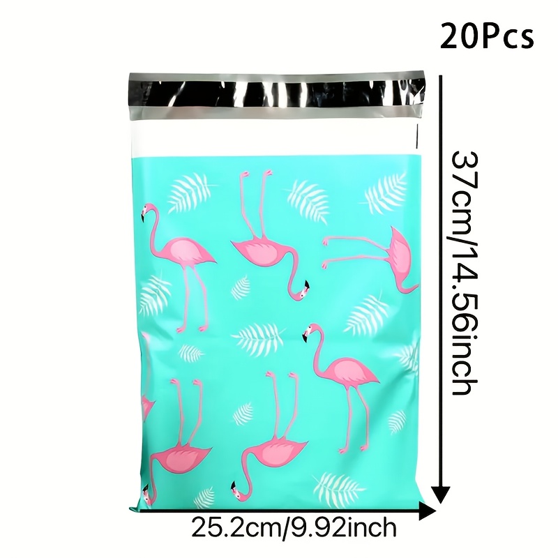 Image of 20pcs Flamingo Polyester Mailing Bags, And Tear-resistant Shipping Bags For Clothing - Pe Material, Straight Transport Bags For Office Supplies, Poly Mailers, Mailing Bags, Parcel