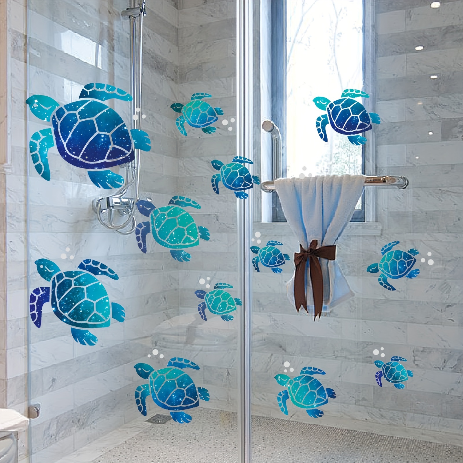 12pcs Blue And Green Sea Shells, Shell Decoration Hooks, Shower Curtain  Rings Hooks For Bathroom, Bathroom Accessories