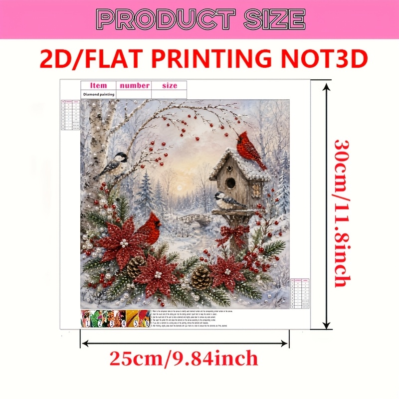 TEMU Peinture à 2D plate, 1 ensemble, nouvelle peinture à , motif de de neige d'hiver, cadre, convient pour la décoration de chambre à coucher, toile