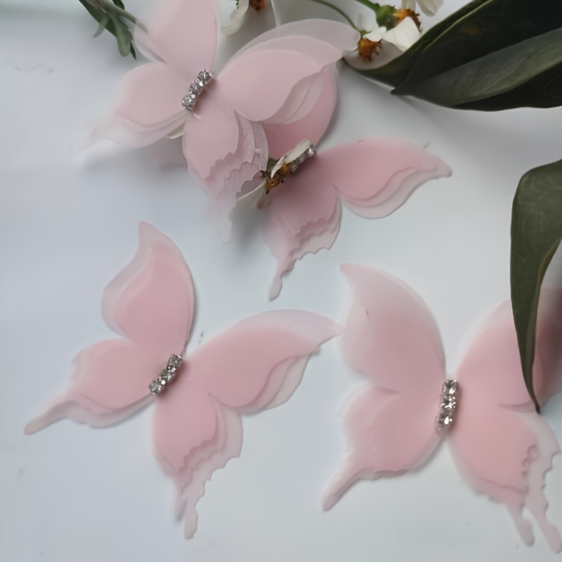 E-shop 15 Stück Mini-Organza-Schmetterlinge, 3D-realistische Pastell-Schmetterlingsdekorationen, ideal für DIY-Bastelarbeiten, Haarschmuck,