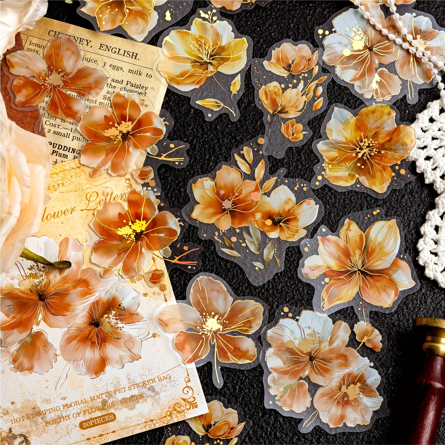 120pcs Floral Patterns Stickers from the Poetry of Flowers Series