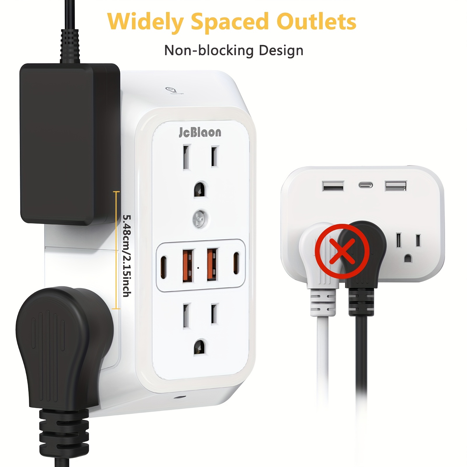 10 in 1 multi plug outlet with night light 6 outlet protector with 4 usb ports 2 usb c a with wall plug adapter for office Product details 2