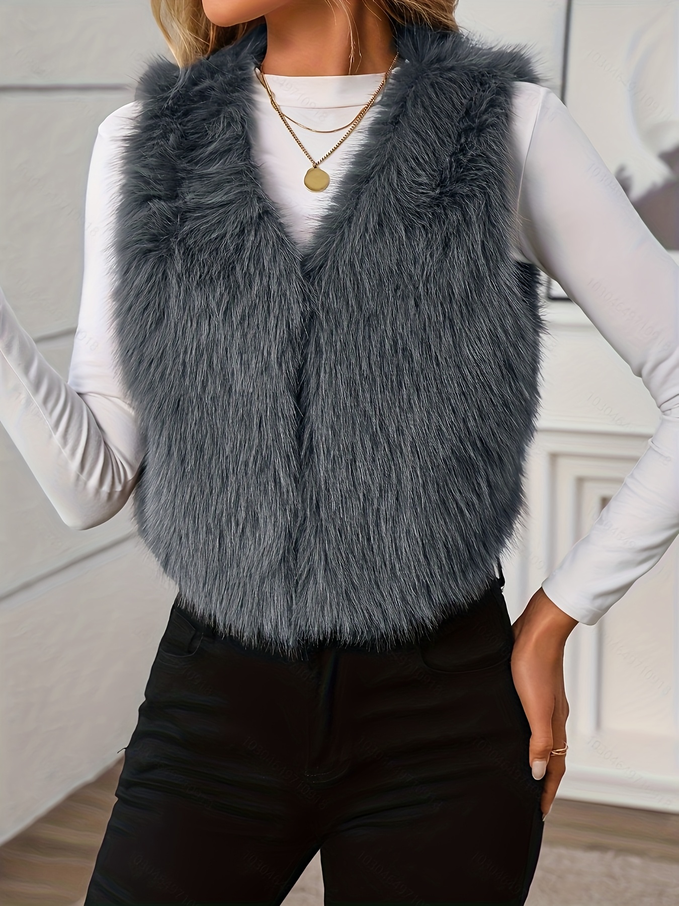 gilet elegante donna in pelliccia giacca a maniche Temu Switzerland