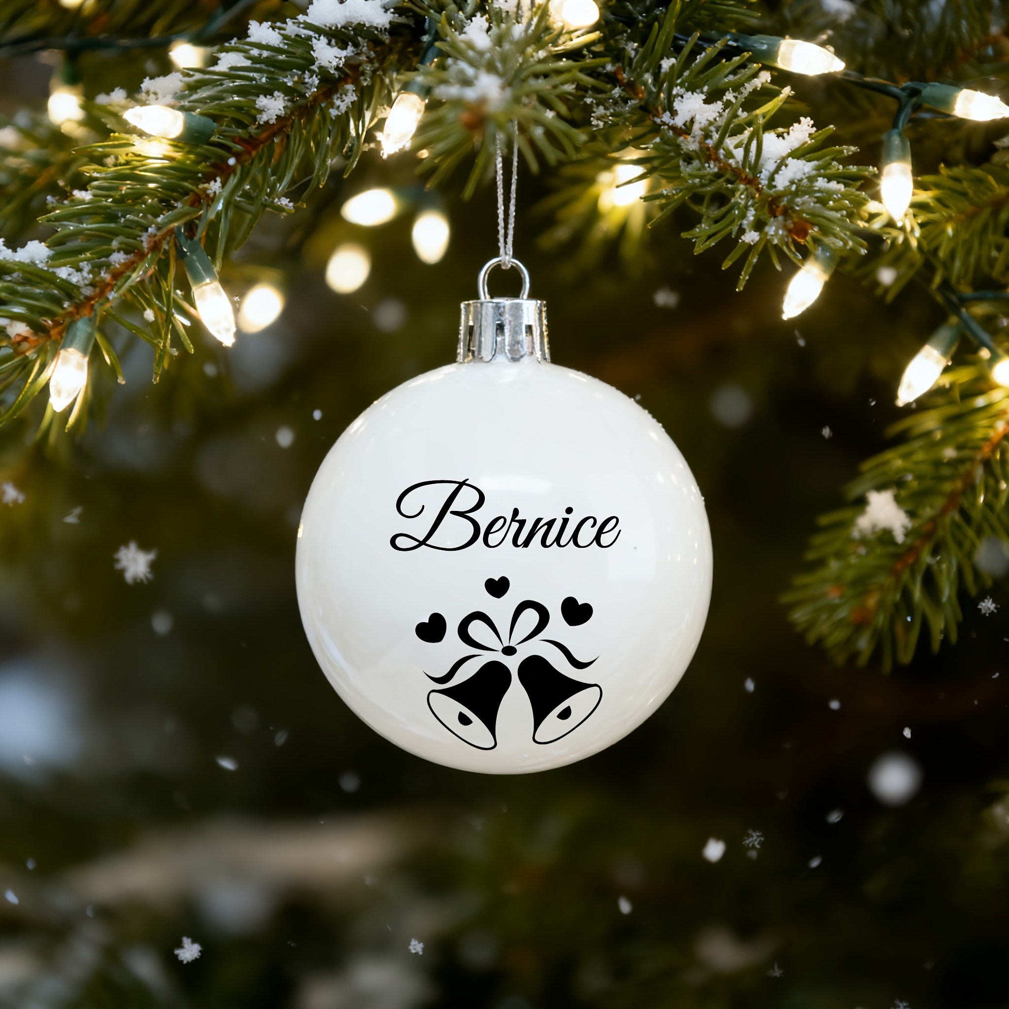 TEMU Personalized Custom Christmas Ornament - White Decorative Ball With Custom Name, Multiple Styles , Holiday Decoration, Christmas Tree Ornament,