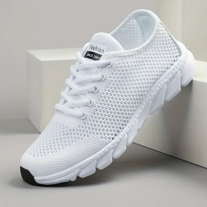 Women's Breathable Mesh Sneakers, All-Season Low Top Lace-Up Shoes with Plain Toe, EVA Upper & Sole, Fabric Inner & Insole - Comfortable Athletic Footwear, High Top Sneakers