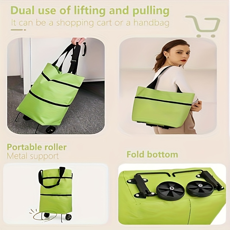 extra large folding cart with removable waterproof bag side pockets heavy duty stainless steel crystal wheels oxford fabric for effortless grocery shopping travel beach portable multi purpose utility cart stylish trolley design durable trolley frame details 1