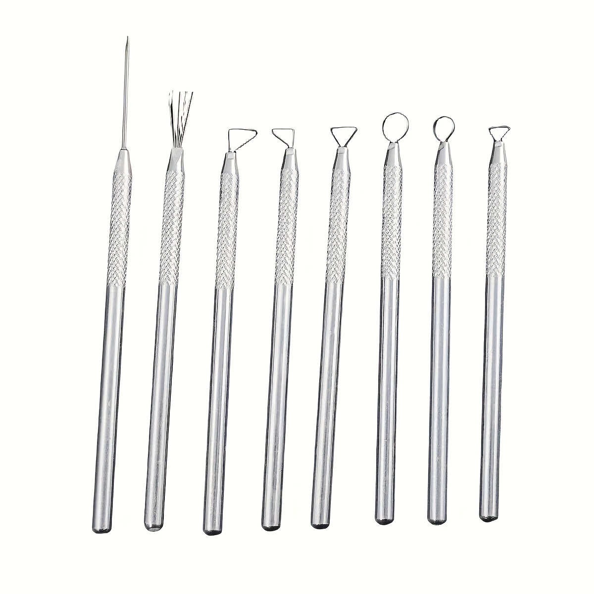TEMU 8pcs Professional Clay Sculpting Tools Set - Stainless Steel Double-ended Carving & Shaping Kit For Ceramic Pottery Diy Crafts