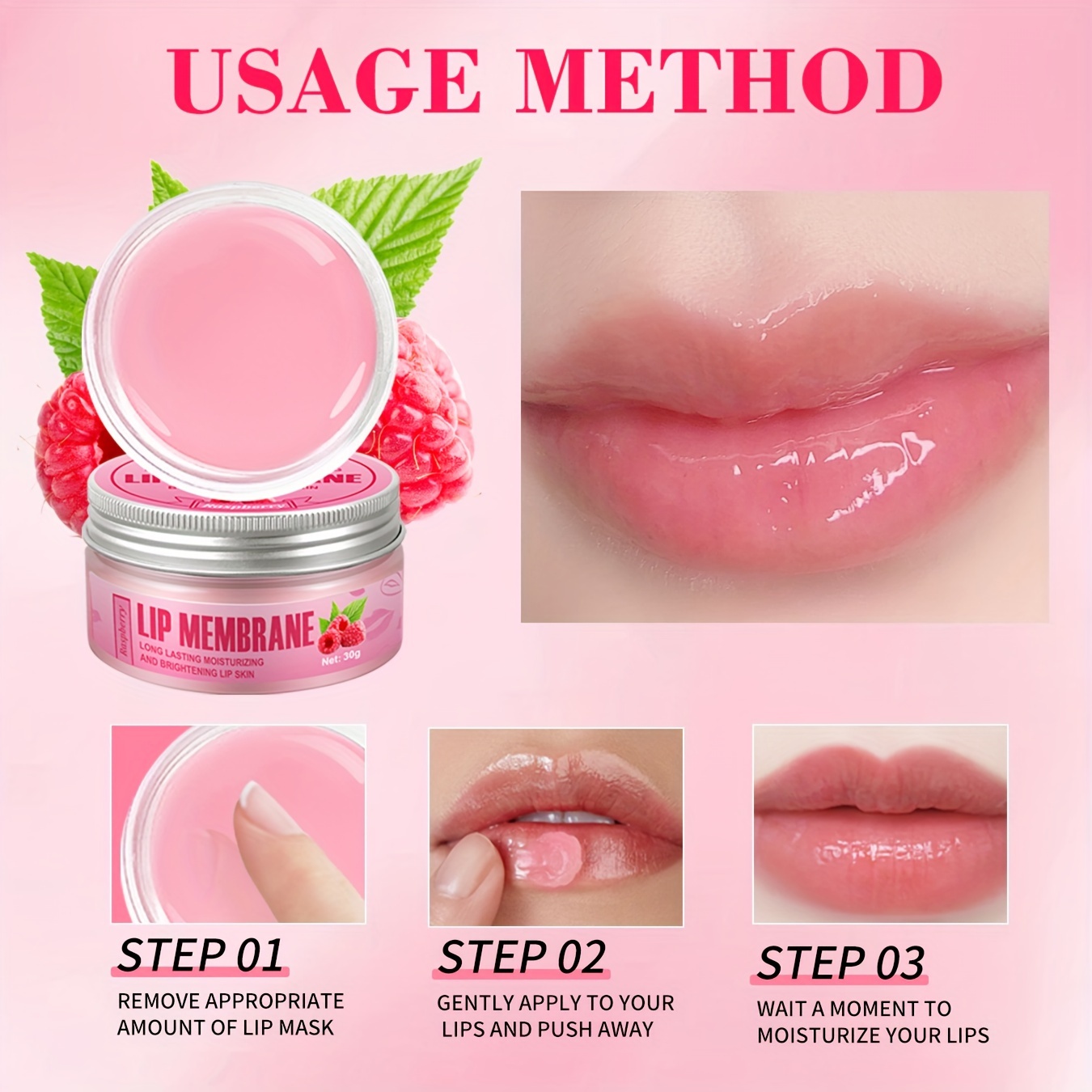 2pcs lip care set raspberry lip scrub 30g deep clean lip balm moisturizing hydrating glossy   lips womens   lip care gift set Product details 3