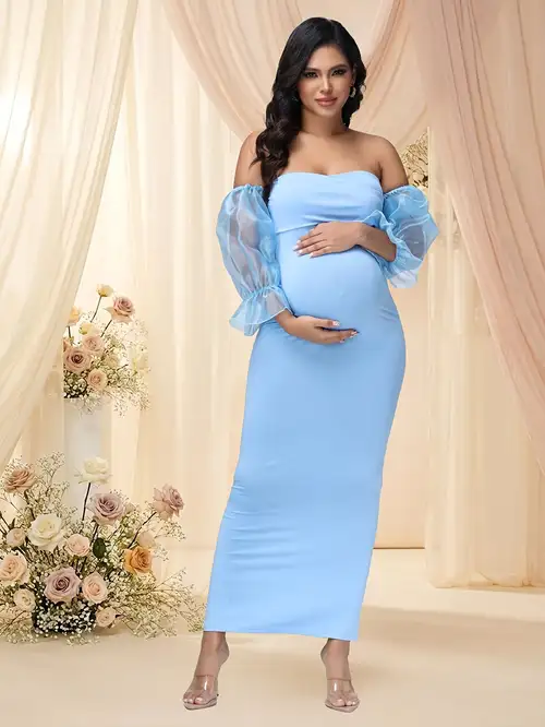 mom and me formal dresses Light Blue Mom and Daughter Matching Formal Dress GFGD473