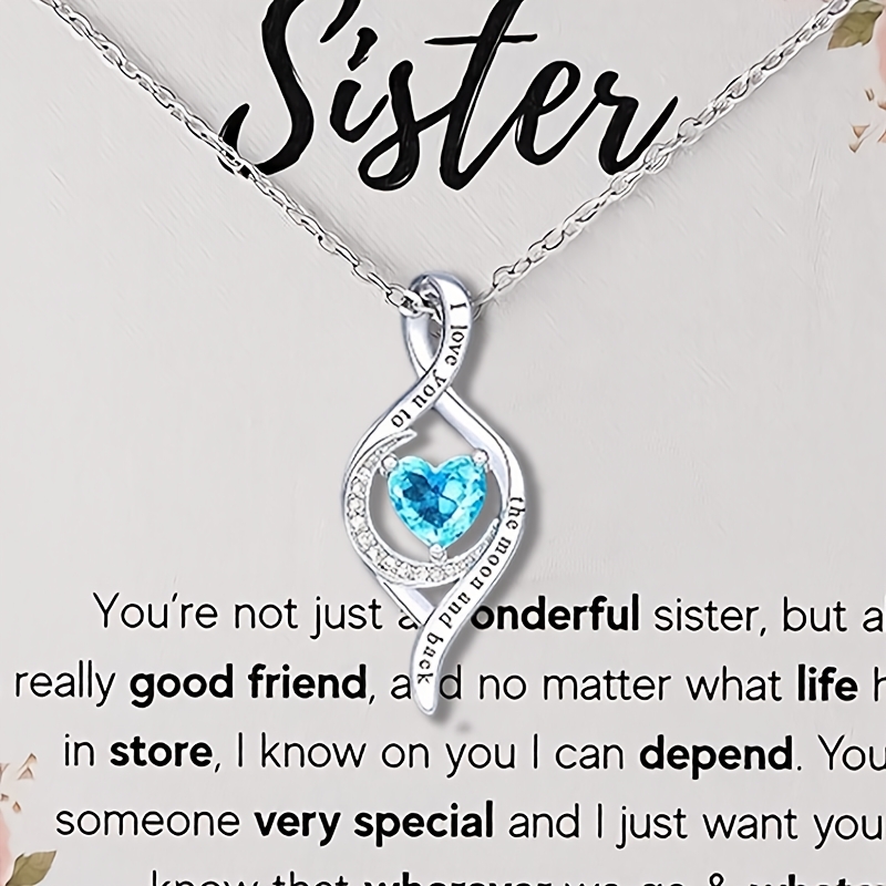 

2pcs Sister-inspired Alloy Necklace Set With Accents, Heart Pendant, Includes Gift Card - Ideal For Thanksgiving, Christmas, New Year, Birthday, And Party Jewelry Gifts