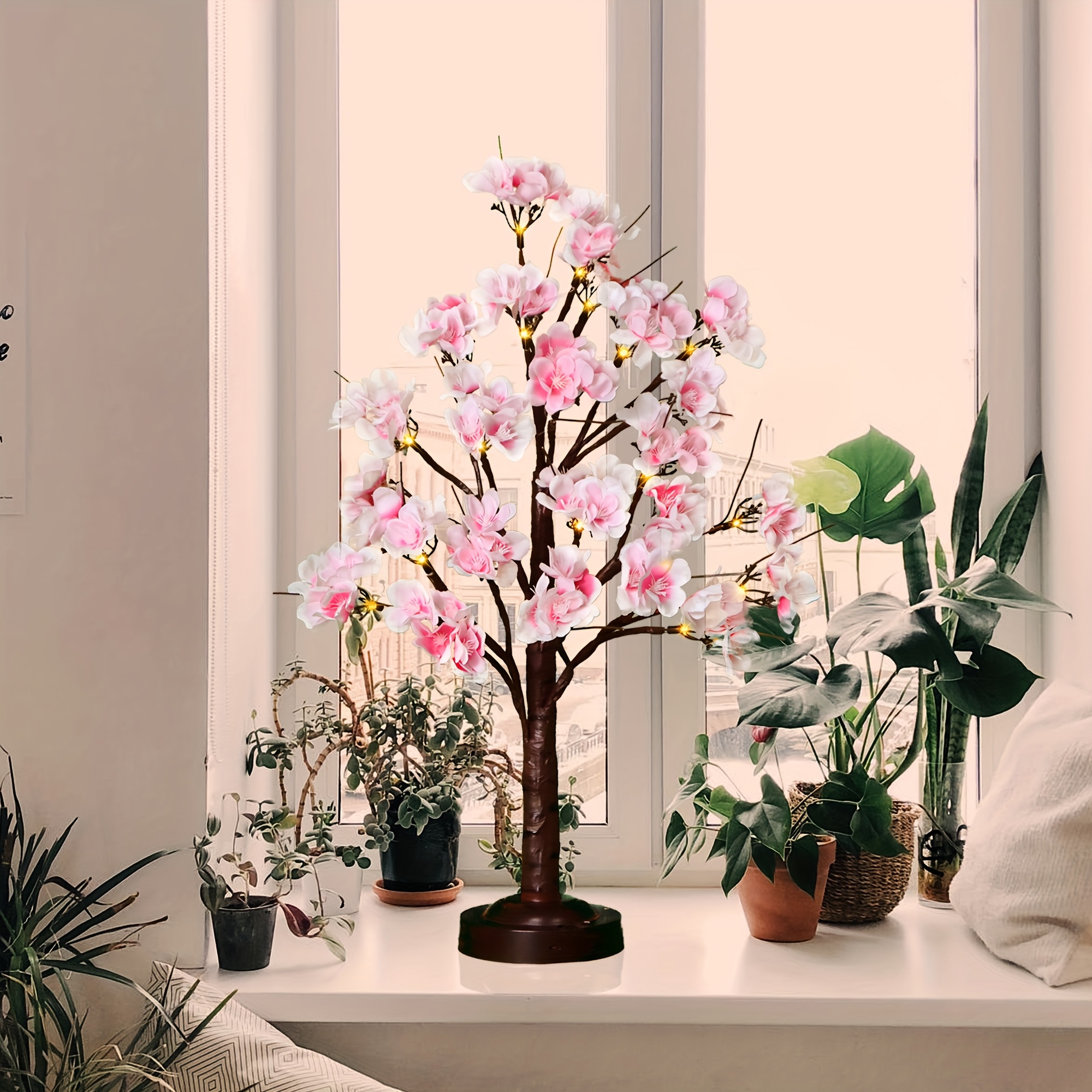 TEMU Tree Lights, With 24 Fairy Lights, 18 Inchestall, 8 Lighting , Usb Rechargeable Batteries, For Valentine's Day, Bedroom, Wedding, And Party Decorations