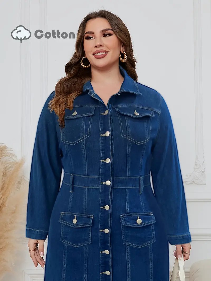 2026 New Large-Size Denim Fashion Casual Multi-* Long-Sleeve Dress, Long Dress 2026 New Large-Size Denim Fashion Casual Multi-* Long-Sleeve Dress, Long Dress