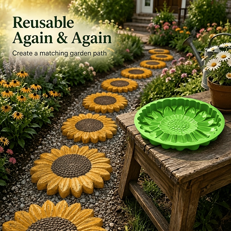 TEMU 1 Diy Outdoor Garden Landscape Stone Mold. You Can The Finished Handmade Garden Stepping Stones Walkways, Between Flower Beds, Near Patios,