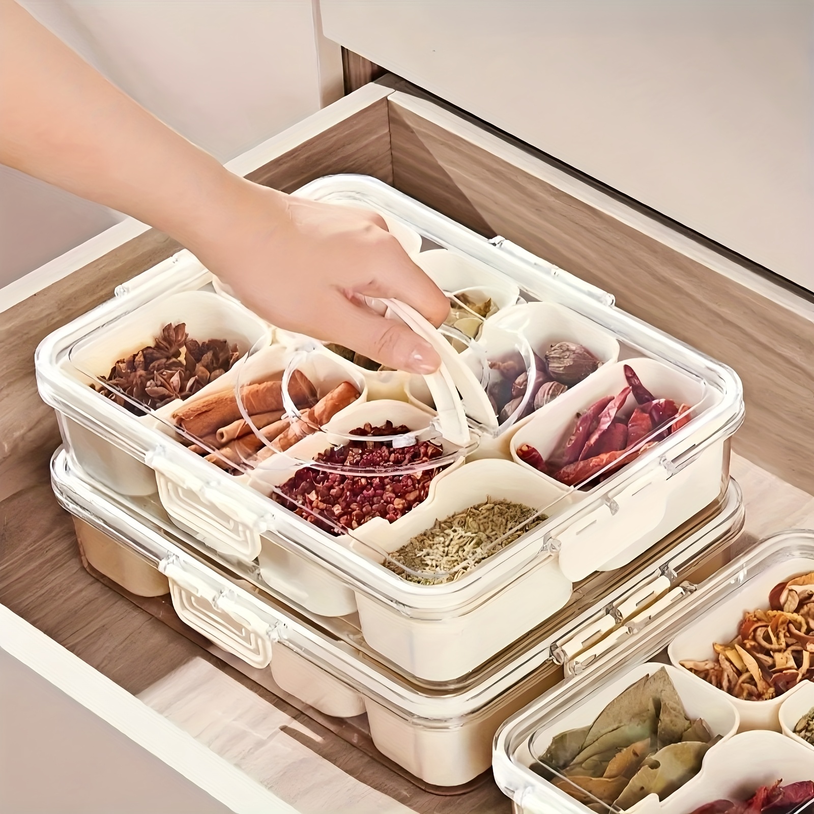 Aazon.co | Erichbow Divided Snack Serving Tray With Lid And Handle
