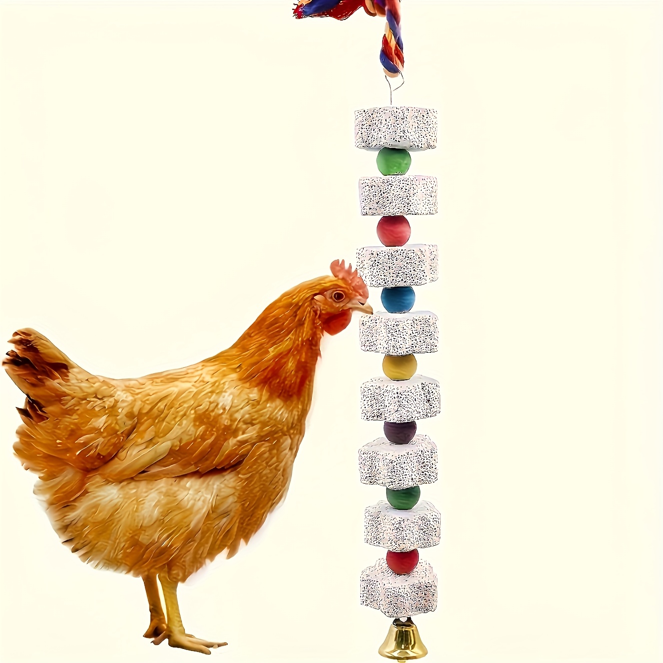 1pc Large Chicken Chew Toy, Small Chicken Beak Grinding Stone , Chicken Coop Accessories, Parrot Teeth Grinding Rope (random Color)