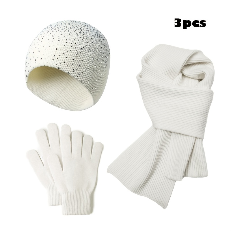 TEMU Set 3 pezzi Inverno: Cappello a Stella, Guanti e Sciarpa, Moda, Regalo Festivo, Cappello da Esterno