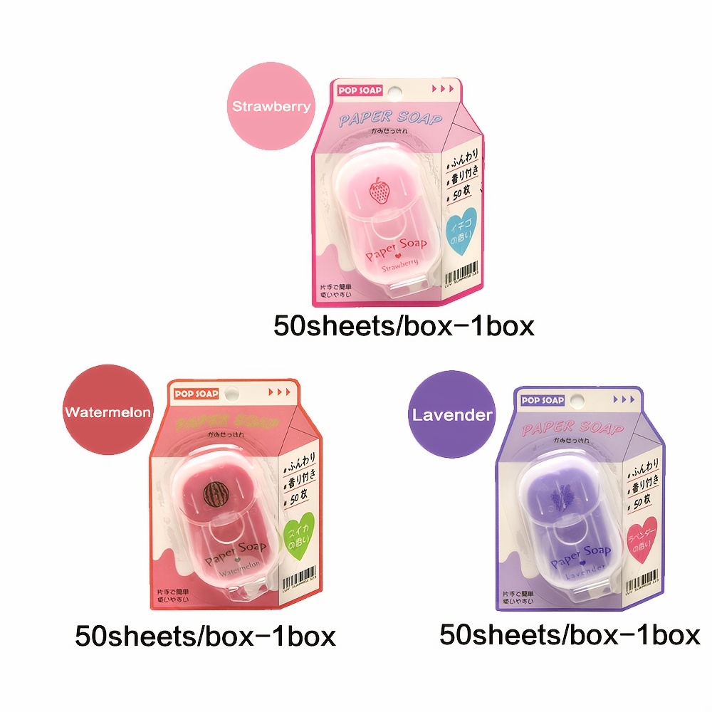 Image of Portable Paper Soap Sheets For Outdoor Travel | Disposable, Hands Cleansing Leaves | Compact And Travel-friendly Soap Paper (50 Sheets/box) 3 Boxes