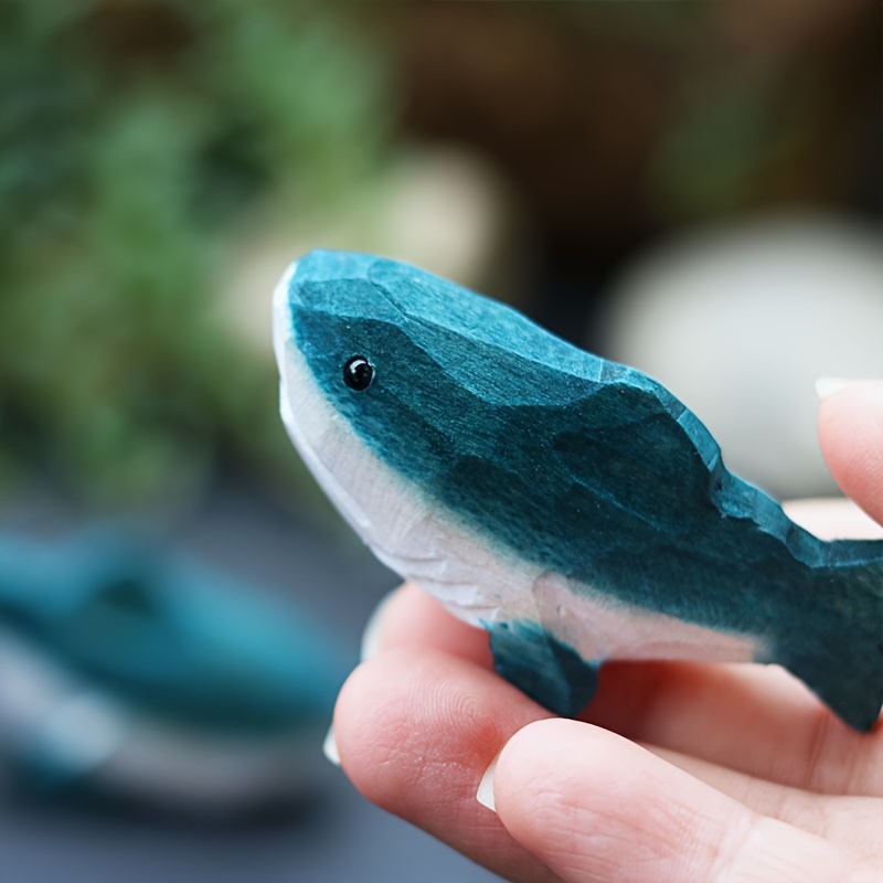 Image of A Handcrafted Wooden Sculpture Of A Shark - An Animal-shaped Decorative Piece, Painted For Scene Decoration, Perfect For Home Vacation Decor