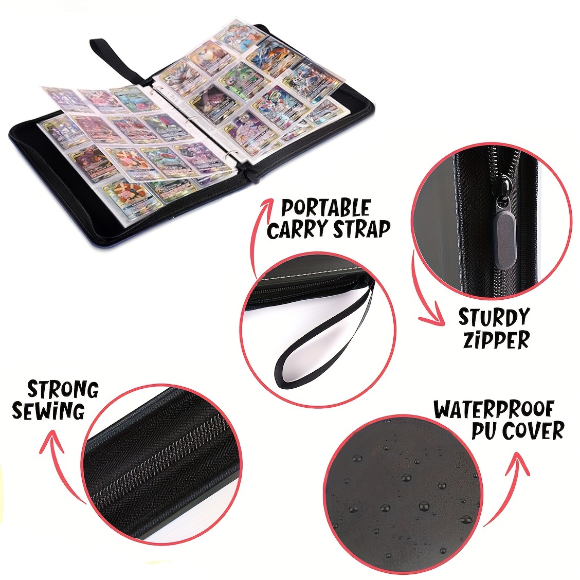 premium pu leather trading card binder 400 900 removable - Temu Germany