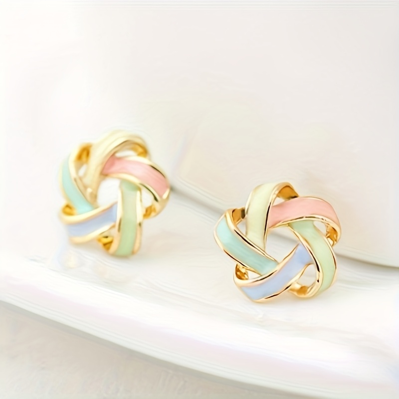 1 pair bohemian style copper exquisite and elegant painted oil pentagram unisex fashion stud earrings suitable for party   wear christmas halloween wear suitable for holiday gifting