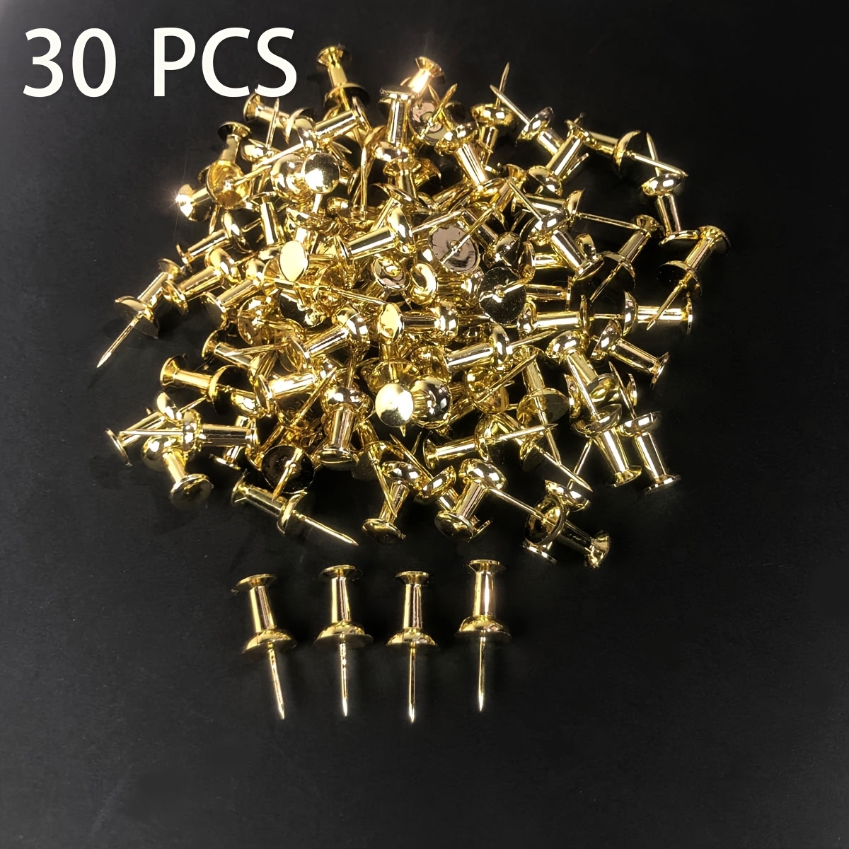 30/50pcs Golden Push Pins Decorative Thumb Tacks, Push Pins For Cork Boards, Wall Hangings & Office Use