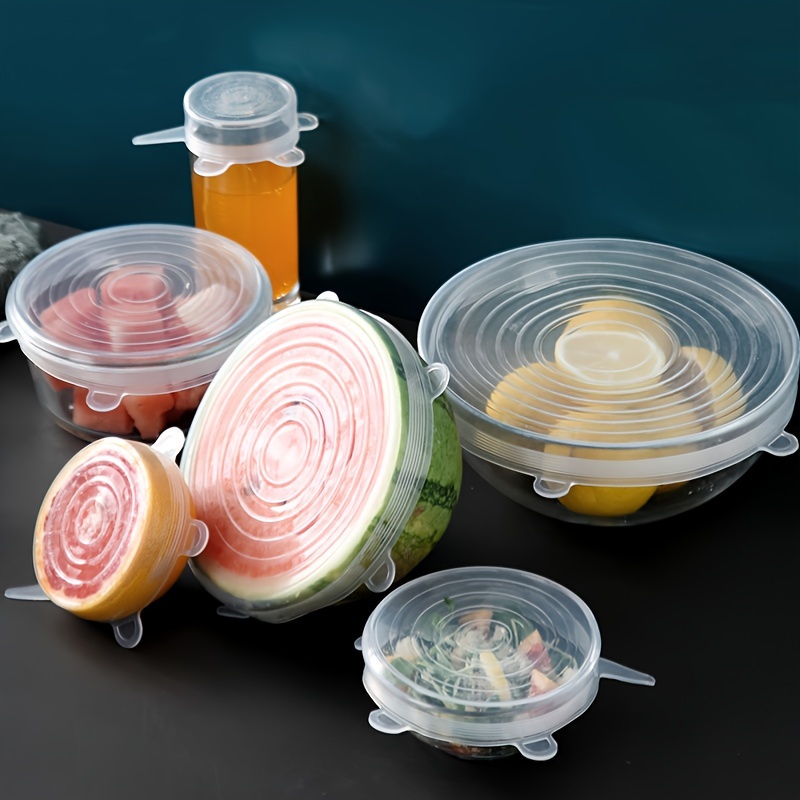 6 pack of adjustable elastic silicone lids for cans dishes and bowls reusable and   details 8